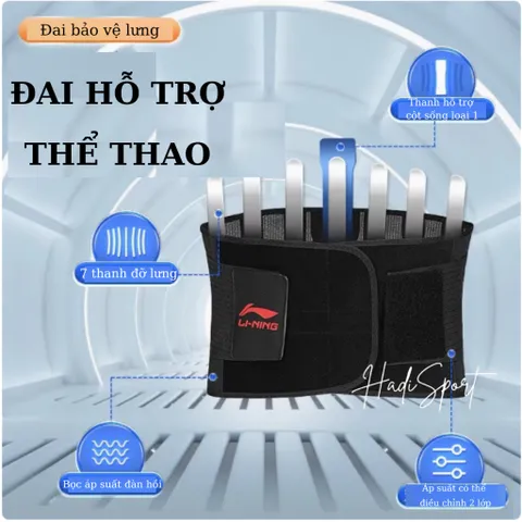 Đai bảo vệ thắt lưng Lining LQAN280 - Hỗ trợ bảo vệ eo, phục hồi chấn thương, thoáng khí, cao cấp cho gym và lao động nặng