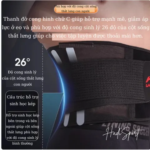 Đai bảo vệ thắt lưng Lining LQAN280 - Hỗ trợ bảo vệ eo, phục hồi chấn thương, thoáng khí, cao cấp cho gym và lao động nặng