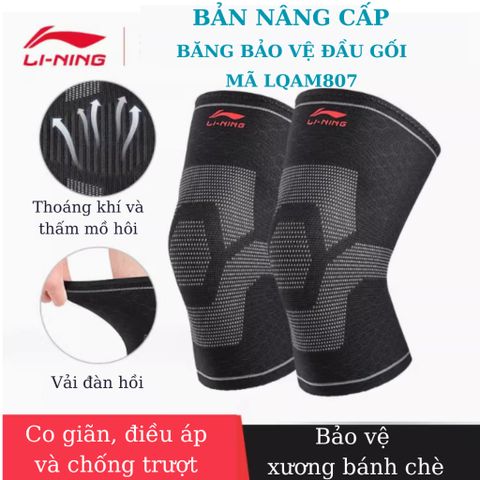 Băng bảo vệ đầu gối Li-Ning LQAM807 - Thiết kế điều áp chống trượt, hỗ trợ tối ưu cho thể thao và gym, thoáng khí, chất lượng cao