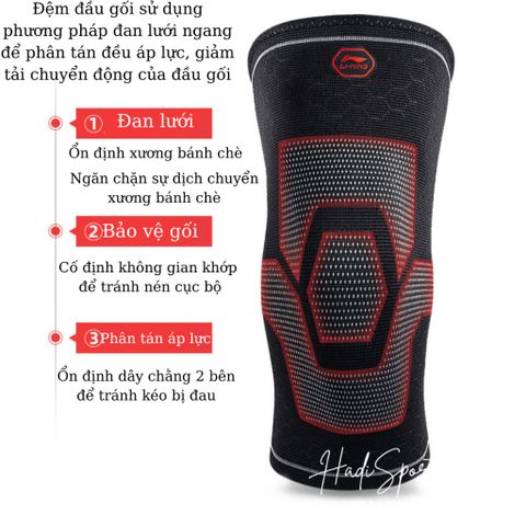 Băng bảo vệ đầu gối Li-Ning LQAM807 - Thiết kế điều áp chống trượt, hỗ trợ tối ưu cho thể thao và gym, thoáng khí, chất lượng cao