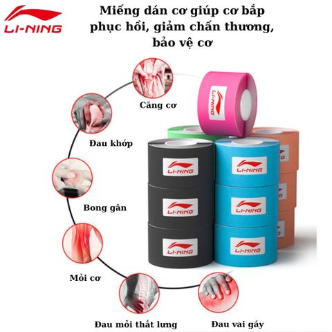 Băng keo dán cơ thể thao Kinesiology LI-NING  bảo vệ cơ, chống căng cơ, phục hồi chấn thương LQAK100