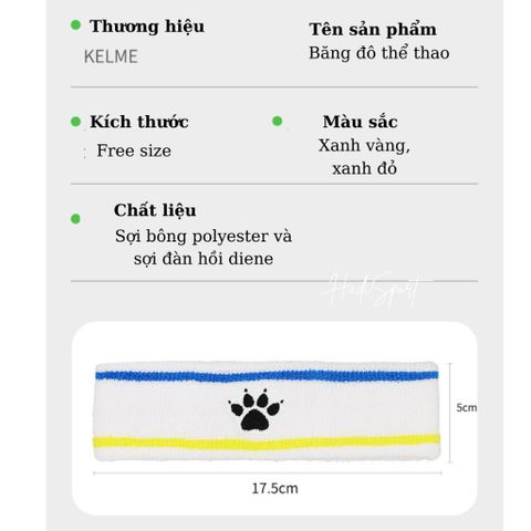 Băng Đô Thể Thao KELME KHJ303-1 Chặn Mồ Hôi Thấm Hút, Phụ Kiện Cầu Lông, Yoga, Tennis Dành Cho Nam Nữ