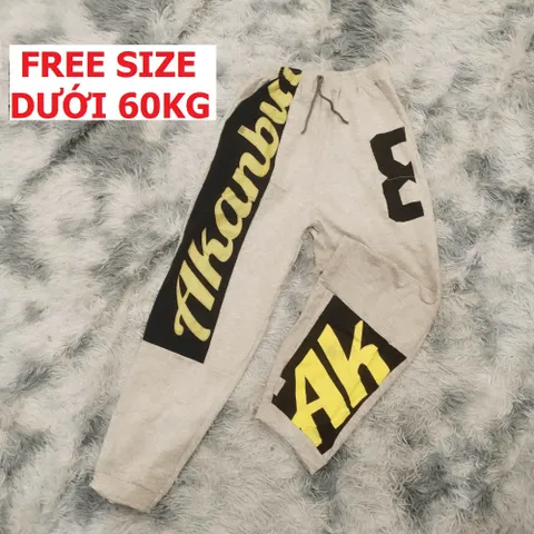 Quần Jogger Thể Thao Unisex Xám Ống Rộng - Dễ Phối Đồ, Tập Gym, Chạy Bộ - FREESIZE Dưới 60kg