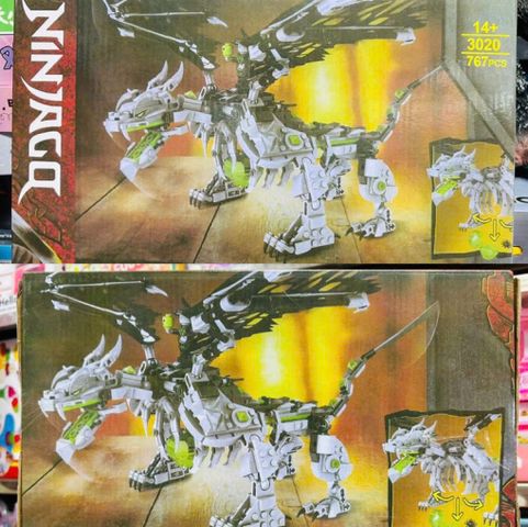 Bộ Đồ Chơi Lắp Ráp Ninjago 3020 - Rồng Có Cánh Màu Đen Trắng Dành Cho Trẻ Em Từ 14 Tuổi, 767 Chi Tiết Sáng Tạo