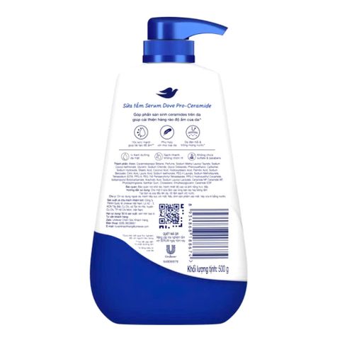 Sữa Tắm Dove Pro-Ceramide Moisture Renew 500g - Dưỡng Ẩm Sâu, Đàn Hồi, Trông Mọng Nước, Hương Thơm Dài Lâu