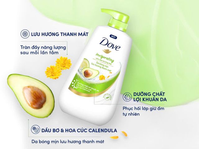 Sữa Tắm Dove Pro-Ceramide Dầu Bơ & Hoa Cúc 500g - Dưỡng Ẩm, Tươi Mát, Giúp Da Căng Bóng, Phù Hợp Mọi Loại Da