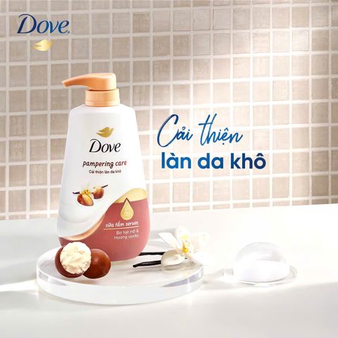 Sữa Tắm Serum Dove Pro-Ceramide Bơ Hạt Mỡ & Vanilla 500g - Giúp Da Ẩm Mịn, Tăng Độ Đàn Hồi, Lưu Hương Ngọt Ngào