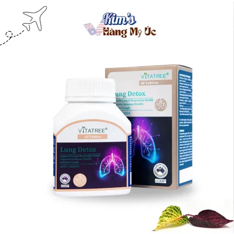 Viên Uống Bổ Phổi Vitatree Lung Detox 60 Viên - Hỗ Trợ Thải Độc Phổi, Tăng Cường Miễn Dịch Hệ Hô Hấp, Hàng Nhập Khẩu Chính Ngạch