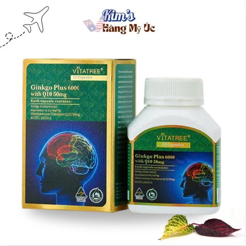 [CÒN 1] Viên uống bổ não Vitatree Ginkgo Plus 6000 with Q10 50mg hộp 60 viên 277792