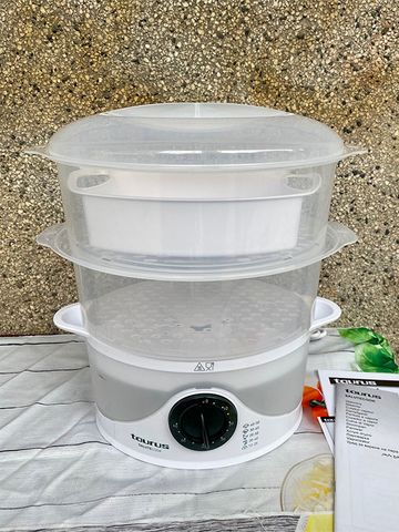 Nồi Hấp Điện Taurus SaluteCook 2 Tầng 6L - Hấp Thực Phẩm Nhanh, Giữ Dinh Dưỡng, Dễ Dàng Sử Dụng