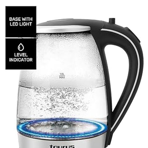 Ấm Siêu Tốc Taurus AROA Glass VER III KE2200 - Bình Đun Nước Thân Kính, Tự Động Ngắt, An Toàn, Dung Tích 1.8L, Công Suất 2200W