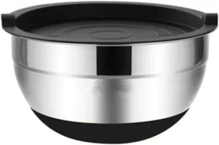 Bát Trộn ELO Inox Kích Thước 24x13cm - Bộ Đồ Bếp Chất Liệu Bền và Sang Trọng với Nắp Nhựa và Đáy Silicone