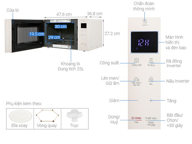 Lò Vi Sóng LG MS2535GIK 25 Lít - Thiết Kế Hiện Đại, Công Nghệ Smart Inverter, Dễ Dàng Vệ Sinh, 1000W