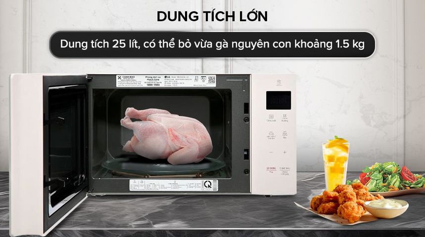 Lò Vi Sóng LG MS2535GIK 25 Lít - Thiết Kế Hiện Đại, Công Nghệ Smart Inverter, Dễ Dàng Vệ Sinh, 1000W