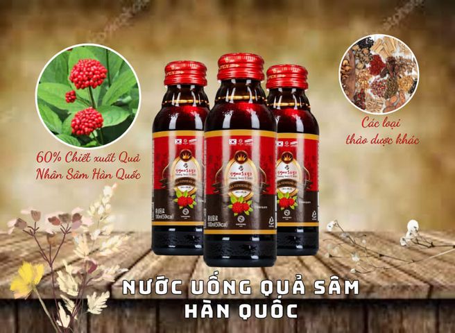 Nước Uống Quả Nhân Sâm Ginseng Berry S Drink - Hộp 10 Chai 100ml, Nước Giải Khát Bổ Dưỡng Từ Hàn Quốc, Tăng Cường Sức Khỏe