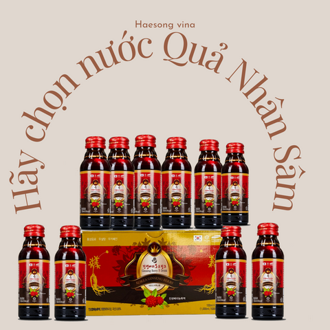 Nước Uống Quả Nhân Sâm Ginseng Berry S Drink - Hộp 10 Chai 100ml, Nước Giải Khát Bổ Dưỡng Từ Hàn Quốc, Tăng Cường Sức Khỏe