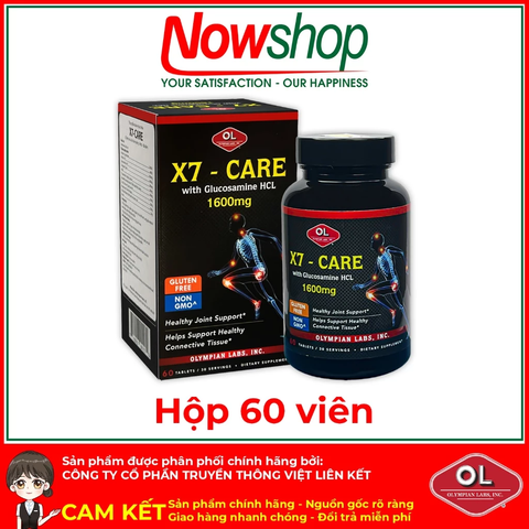Viên uống bổ khớp X7-Care Olympian Labs 60 viên - Glucosamine, hỗ trợ giảm đau và tái tạo dịch khớp cho người thoái hóa khớp.