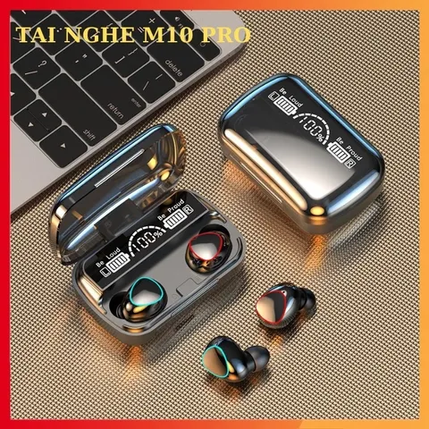 Tai Nghe Bluetooth M10 Pro - Tai Nghe Không Dây Phiên Bản Nâng Cấp Cảm Ứng, Âm Thanh CVC 8.0, Thời Gian Sử Dụng 3-4 Giờ, Dock Sạc 3500mAh