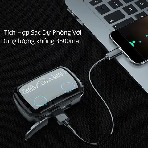 Tai Nghe Bluetooth M10 Pro - Tai Nghe Không Dây Phiên Bản Nâng Cấp Cảm Ứng, Âm Thanh CVC 8.0, Thời Gian Sử Dụng 3-4 Giờ, Dock Sạc 3500mAh