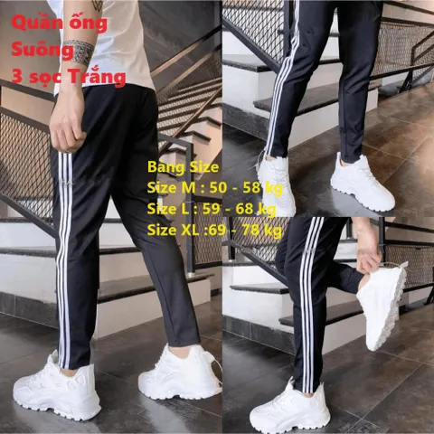 Quần Jogger Thể Thao Nỉ Unisex - Suông 3 Sọc Trắng, Thích Hợp Cho Nam Nữ (40-86kg), Dễ Phối Đồ, Thời Trang Năng Động