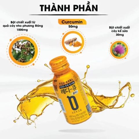 Nước Nghệ Ready Q Hàn Quốc - Giải Độc Gan, Thanh Lọc Cơ Thể - Hộp 10 Chai 100ml, Hỗ Trợ Hệ Tiêu Hóa, Làm Sáng Da