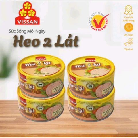Heo 2 Lát Vissan - Thịt Heo Đã Nấu Chín, Hộp Thiếc 150g - Tiện Lợi Cho Bữa Ăn Và Du Lịch, Đậm Đà Hương Vị Truyền Thống