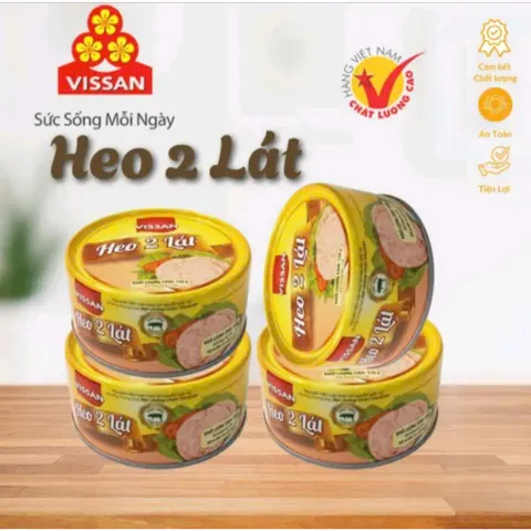 Heo 2 Lát Vissan - Thịt Heo Đã Nấu Chín, Hộp Thiếc 150g - Tiện Lợi Cho Bữa Ăn Và Du Lịch, Đậm Đà Hương Vị Truyền Thống
