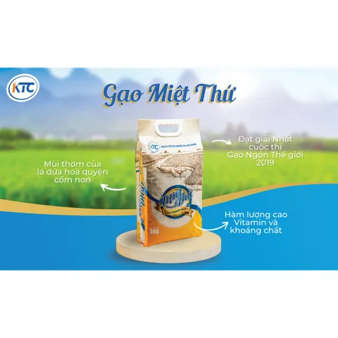Gạo Miệt Thứ ST25 KTC - Gạo thượng hạng 5kg, hạt dẻo thơm ngon, đạt giải gạo ngon thế giới, an toàn cho sức khỏe