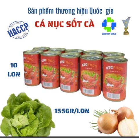 Cá Hộp Sốt Cà KTC FOOD - Cá Mòi Ngon, Tiện Lợi - Bữa Ăn Nhanh Gọn, Đậm Đà Hương Vị Việt - 10 Lon 155gr