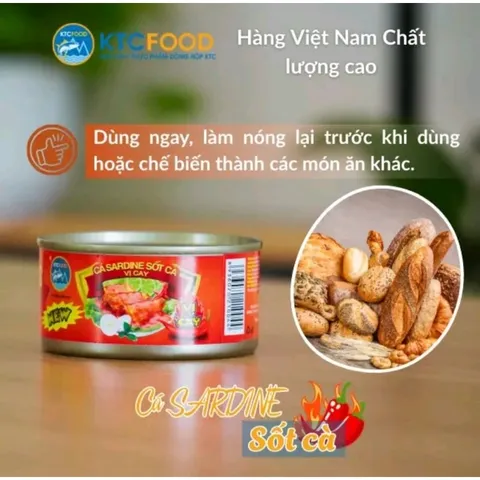 Cá Hộp Sốt Cà KTC FOOD - Cá Mòi Ngon, Tiện Lợi - Bữa Ăn Nhanh Gọn, Đậm Đà Hương Vị Việt - 10 Lon 155gr