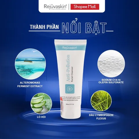 Sữa Rửa Mặt Chống Ô Nhiễm Rejuvaskin 100ml - Làm Sạch Sâu, Bảo Vệ Da Khỏi Ô Nhiễm, Phục Hồi Làn Da Khỏe Mạnh