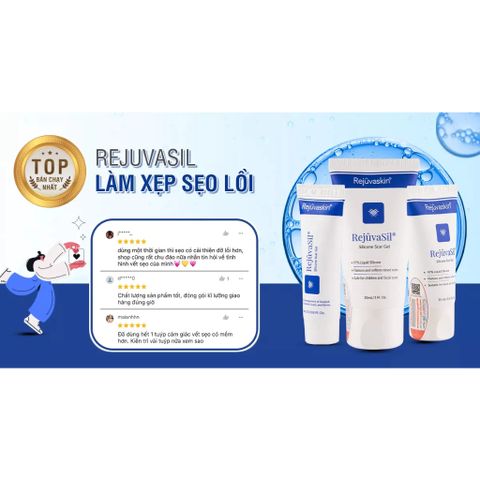 Kem làm mờ sẹo Rejuvasil Silicone 1ml, 10ml - Gel xóa sẹo lồi, phì đại từ Rejuvaskin Mỹ, an toàn cho mọi loại da
