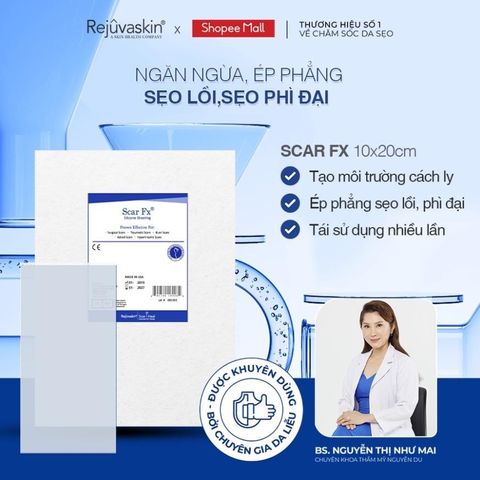 Miếng Dán Xóa Sẹo Lồi REJUVASKIN Scar FX 3.75x7.5cm - Chăm Sóc Da Chất Lượng Cao, Ngăn Ngừa Sẹo Sau Phẫu Thuật, Đảm Bảo An Toàn