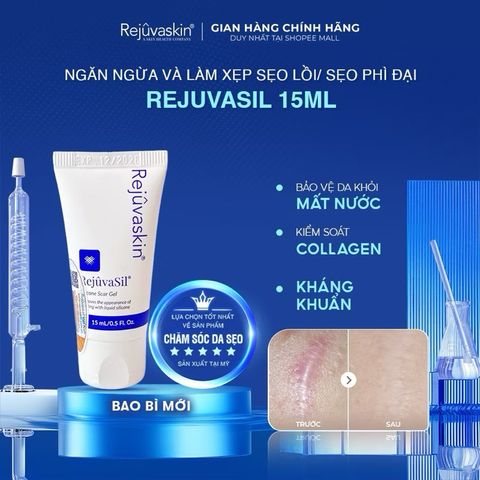 Gel Ngăn Ngừa Sẹo RejuvaSil 15ml - Giảm Sẹo Lồi, Sẹo Phì Đại Bằng Silicone An Toàn Cho Da Trẻ Em và Người Lớn