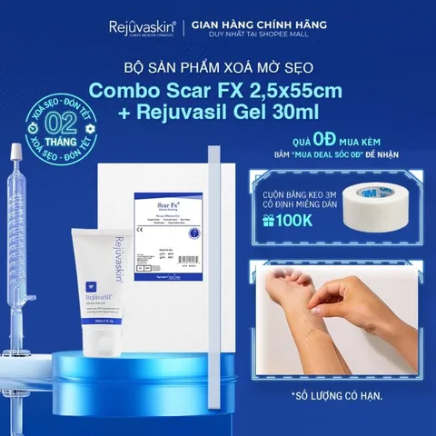 Combo Gel Ngăn Ngừa và Làm Xẹp Sẹo Lồi Belly - Sản Phẩm Chăm Sóc Da Rejuvaskin Mỹ (10ml + FX 2,5*55cm)