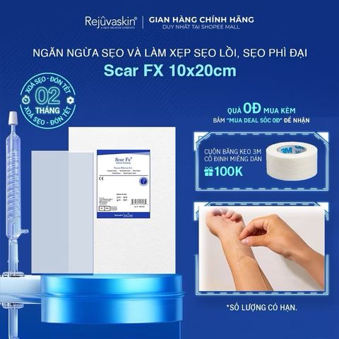 Miếng Dán Xóa Sẹo Lồi/Phì Đại Rejuvaskin Scar FX 10x20cm - Silicone Y Tế Hỗ Trợ Làm Mờ Sẹo, An Toàn Cho Mọi Loại Da