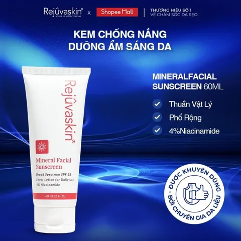 Kem Chống Nắng Vật Lý Mineral Facial Rejuvaskin Dưỡng Ẩm, Phục Hồi Da SPF 32 60ml