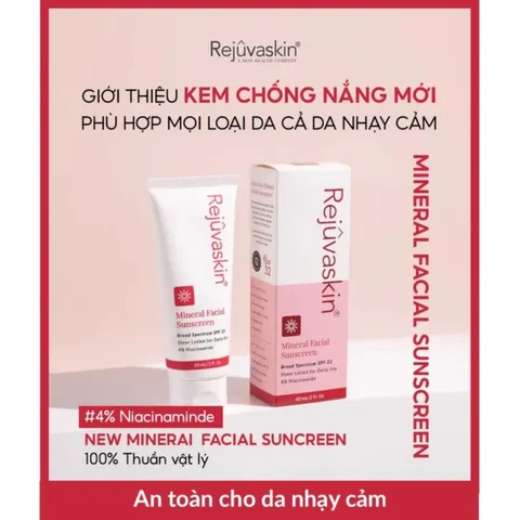 Kem Chống Nắng Vật Lý Mineral Facial Rejuvaskin Dưỡng Ẩm, Phục Hồi Da SPF 32 60ml