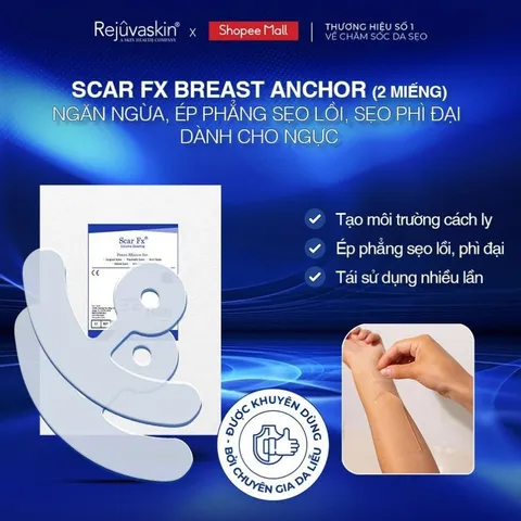 Miếng Dán Xóa Mờ Sẹo Phẫu Thuật Ngực Rejuvaskin Scar FX - Hỗ Trợ Điều Trị Sẹo Sau Phẫu Thuật, Đa Dạng Kích Thước