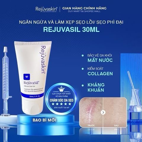 Gel Silicone Ngăn Ngừa Sẹo RejuvaSil 30ml - Làm Xẹp Sẹo Lồi, Phục hồi Da, An Toàn Cho Trẻ Em, Giảm Ngứa, Kích Ứng