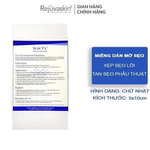 Miếng Dán Sẹo Lồi REJUVASKIN Scar FX 5x10cm - Giảm Sẹo Phì Đại Hiệu Quả, Chăm Sóc Da An Toàn, Phục Hồi Vết Thương