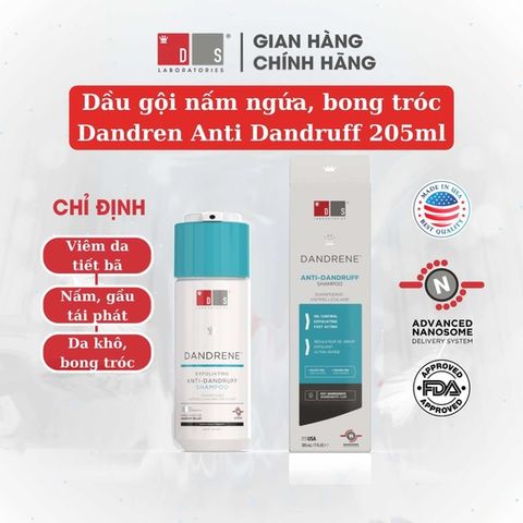 Dầu Gội Chống Gàu DANDRENE 205ml - Giảm Ngứa, Tẩy Tế Bào Chết, Chăm Sóc Tóc Khỏe Mạnh từ Ds Laboratories (Mỹ)