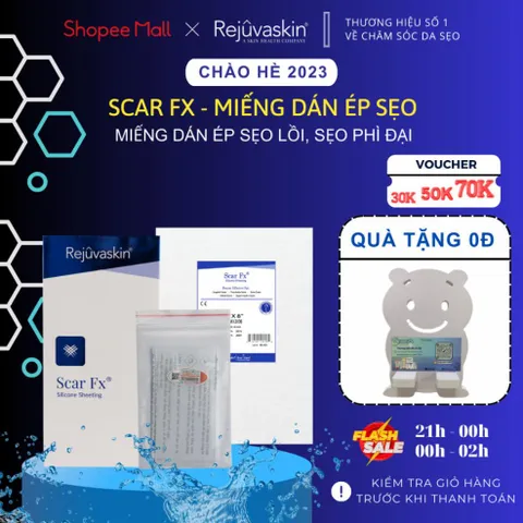 Miếng Dán Làm Xẹp Sẹo Lồi REJUVASKIN Scar FX - Giảm sẹo, Chăm sóc da, Silicone Y Tế, Phục hồi vết thương hiệu quả