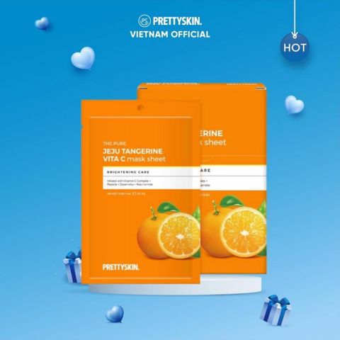 Mặt Nạ Vitamin C Prettyskin 25g - Dưỡng Trắng Da, Từ Chiết Xuất Quả Quýt Jeju, Phù Hợp Mọi Loại Da