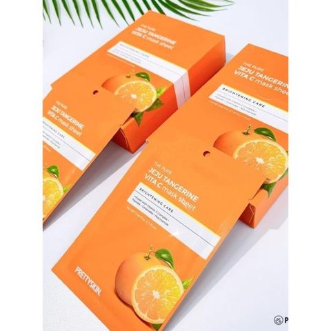 Mặt Nạ Vitamin C Prettyskin 25g - Dưỡng Trắng Da, Từ Chiết Xuất Quả Quýt Jeju, Phù Hợp Mọi Loại Da