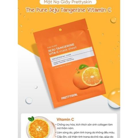 Mặt Nạ Vitamin C Prettyskin 25g - Dưỡng Trắng Da, Từ Chiết Xuất Quả Quýt Jeju, Phù Hợp Mọi Loại Da
