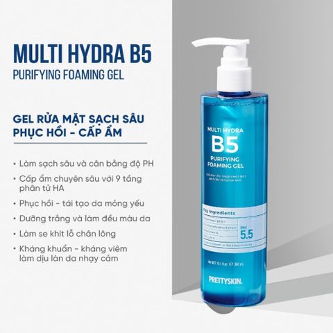 Gel Rửa Mặt PrettySkin Multi Hydra B5 300ml - Sữa Rửa Mặt Làm Sạch Sâu, Cấp Ẩm, Kiểm Soát Dầu Chuyên Sâu cho Da Nhạy Cảm
