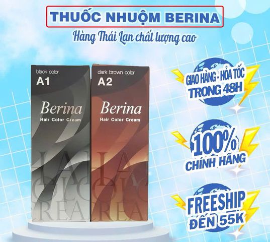 Thuốc Nhuộm Tóc Đen Nâu Tự Nhiên Berina Thái Lan - 100g Chiết Xuất Thảo Dược Thiên Nhiên Chăm Sóc Tóc
