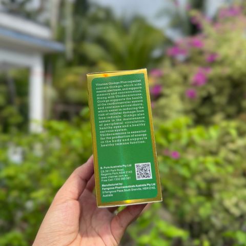 [Nhập khẩu] Viên uống bổ não Vitatree Ginkgo Plus 6000 with Q10 50mg hộp 60 viên - dii.