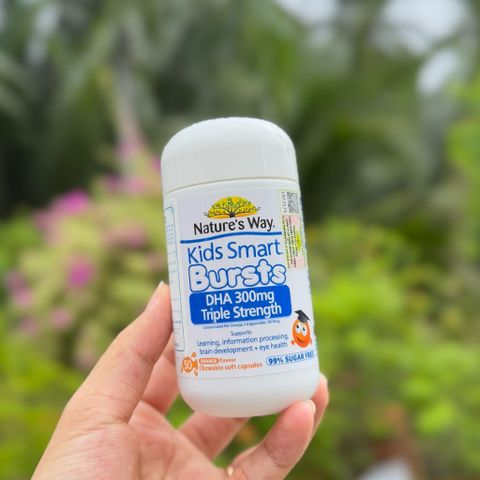 Viên nhai Nature's Way Kids Smart Bursts DHA 300mg Triple Strength - Hỗ trợ phát triển não bộ và khả năng nhận thức ở trẻ, 50 viên.